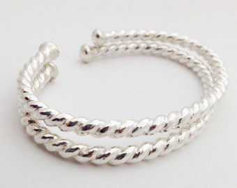 Twisted Sterling Silver Cuff Bracelet Adjustable