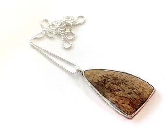 Palm Fossil Sterling Silver Pendant Necklace