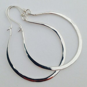 Artisan Handmade Large Hammered Sterling Gabriela Hoops Earrings Ready to Ship
