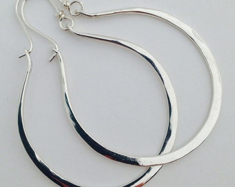 Handmade Hammered Silver Large Earrings