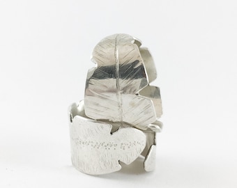 Hammered Silver Leaf Ring