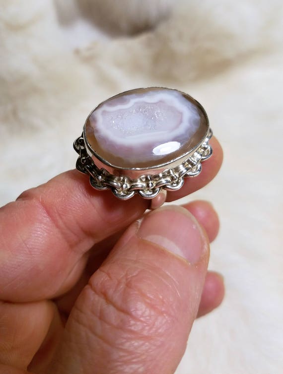Gorgeous Light Violet Druzy Sterling Silver Ring,… - image 5