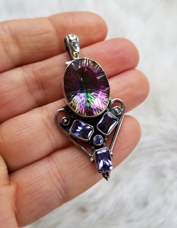 Gorgeous Sterling Silver Mystic Fire Pendant