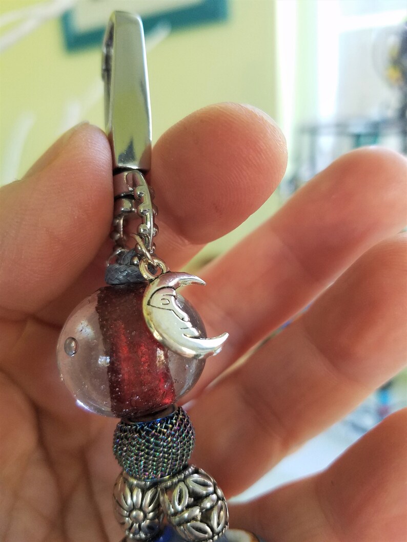 Handcrafted Key Chain with Cancer Sign and Moon Charms