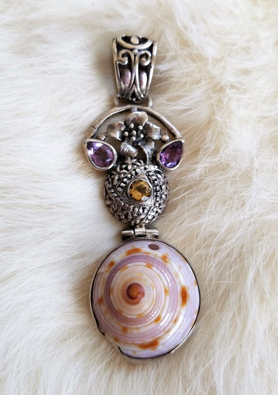 Stunning Shell, Amethyst, Citrine Sterlin Silver P