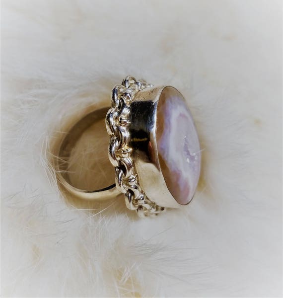 Gorgeous Light Violet Druzy Sterling Silver Ring,… - image 2