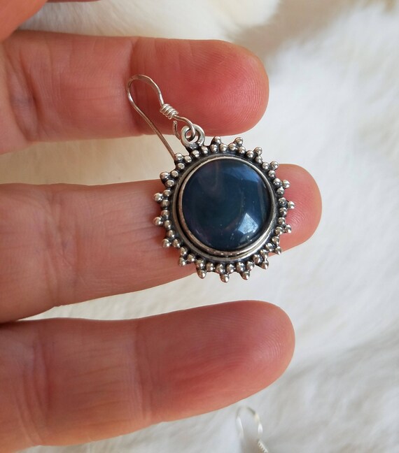 Blue Fire Opal Sterling Silver Earrings - image 2