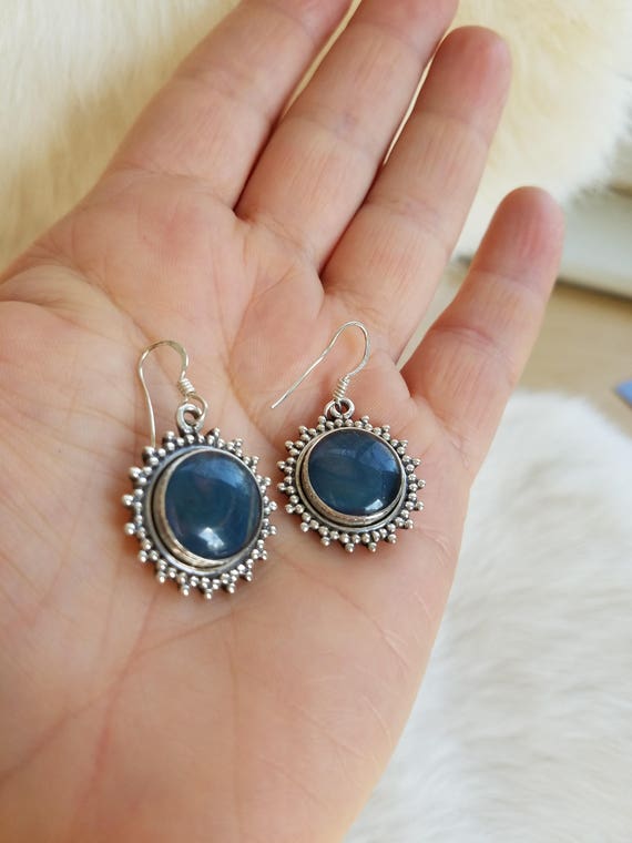 Blue Fire Opal Sterling Silver Earrings - image 4