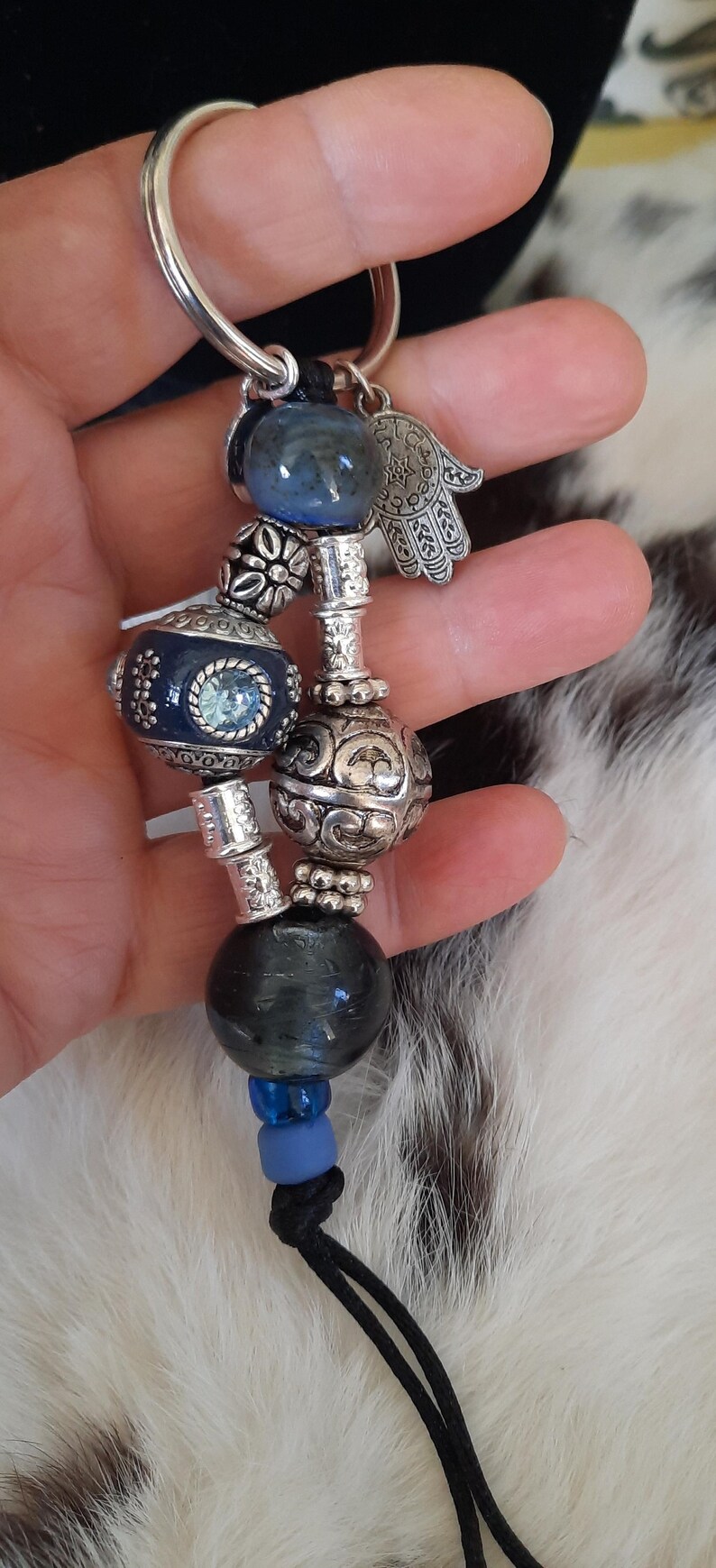 Handcrafted Key-chain, Blue Fatima - Etsy
