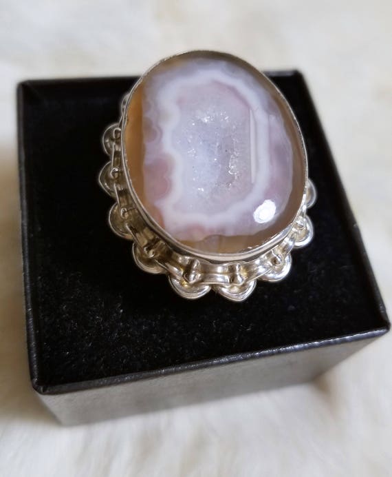 Gorgeous Light Violet Druzy Sterling Silver Ring,… - image 3
