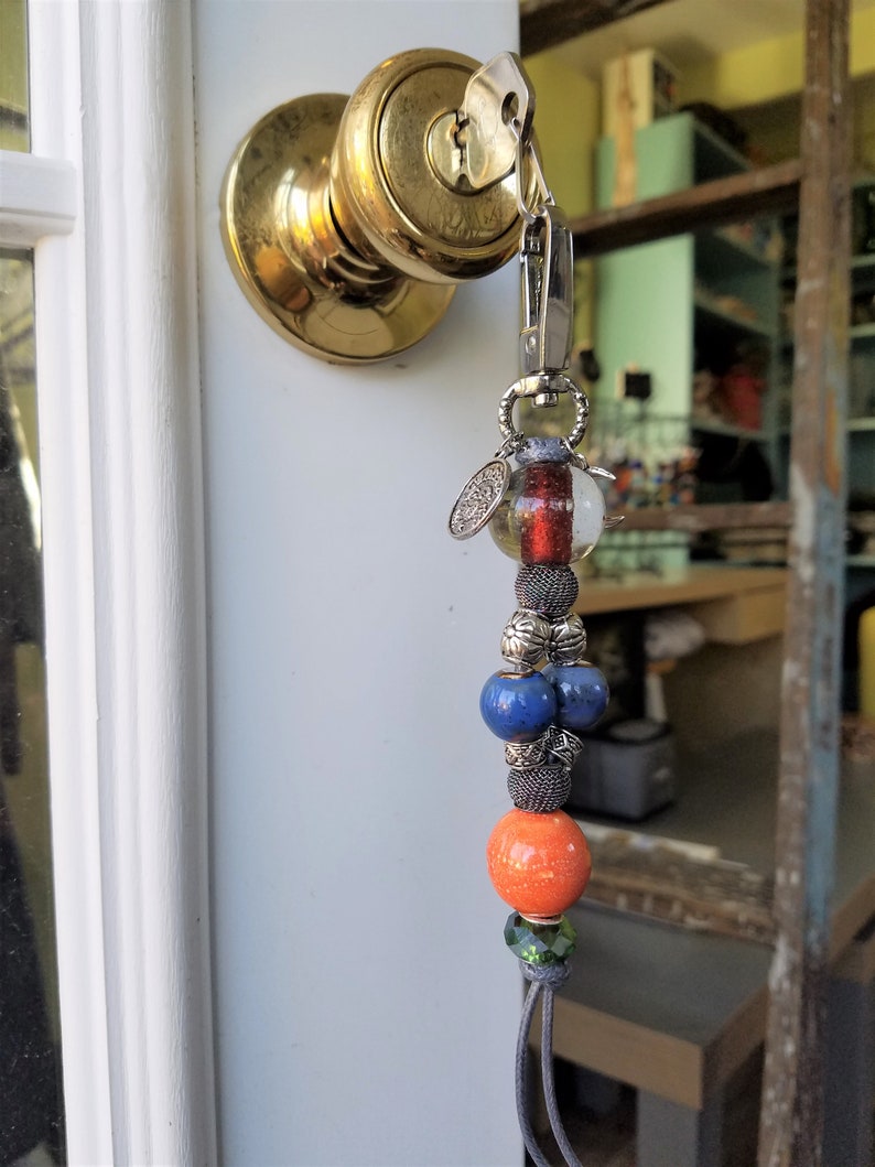 Handcrafted Key Chain with Cancer Sign and Moon Charms