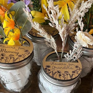 Moederdag deksel glazen pot, bloemenpot, laser svg-bestand, Glowforge, Xtool, cadeau voor moeder