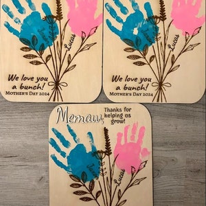 Letrero "Love You Bunches" con huella de mano, archivo SVG láser, Día de la Madre, regalo para madre, abuela, maestra, Glowforge, Xtool