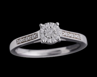 Natural Vs Diamond Promise Ring &quot;The Etheral&quot; 14k Solid White Gold