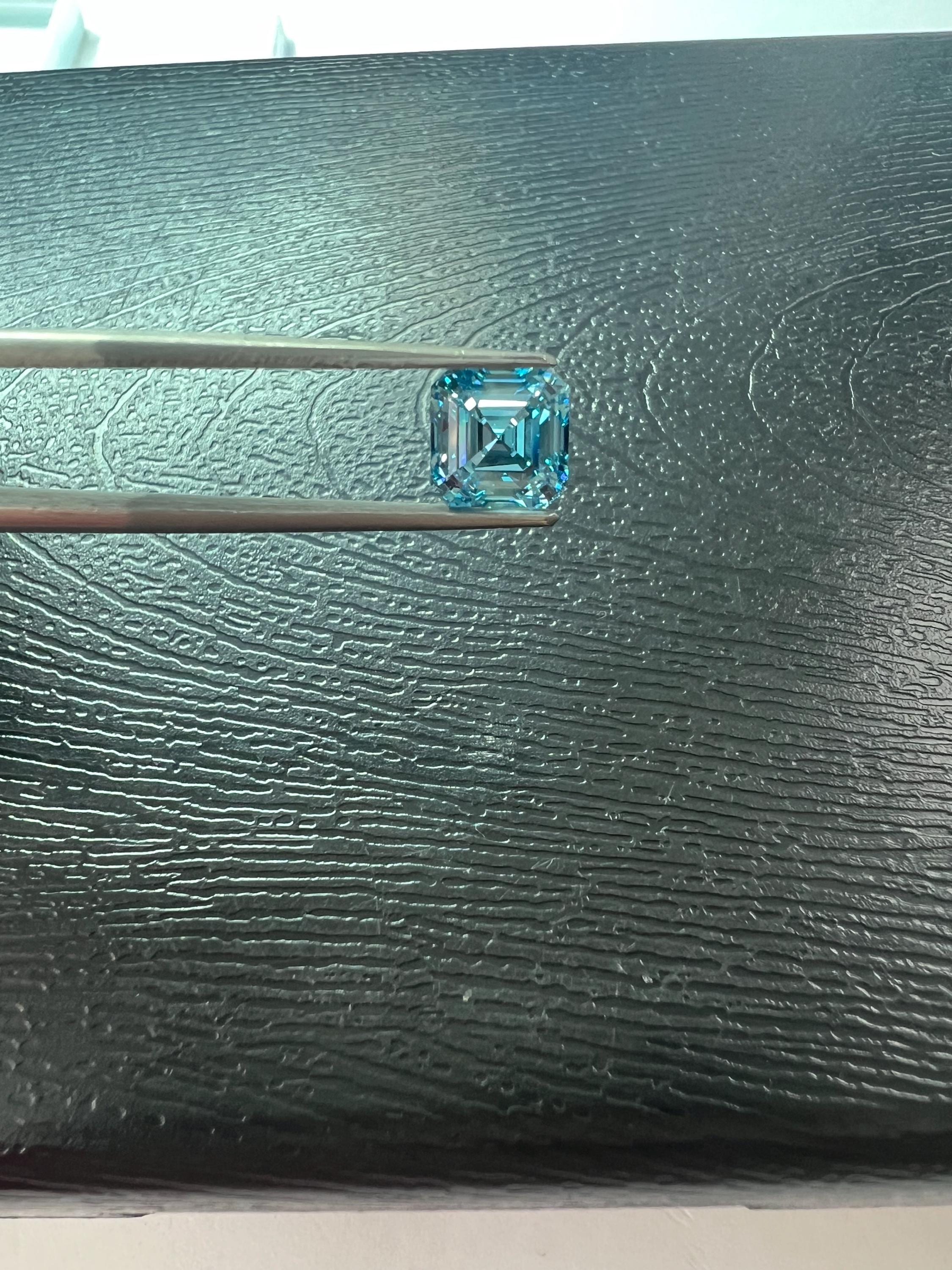 RARE Blue Assher cut lab Diamond 1.75tcw IGI certified ( only one in stock ) Cert # LG660453452