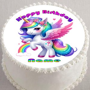 Unicorn Edible Cake  Image Edible Cake Topper – Precut Icing Image Sheet for Birthday Cake Decoration