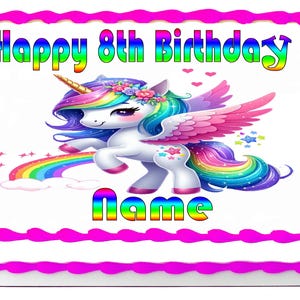Magical Unicorn Edible Cake Topper – Precut Icing Image Sheet for Birthday Cake Decoration