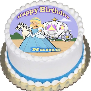 Princess Cinderella Edible Cake Topper – Precut Icing Image Sheet for Birthday Cake Decoration