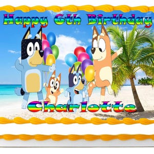 Blue Dog Themed Edible Cake Topper – Precut Icing Image Sheet for Birthday Cake Decoration