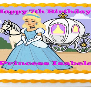 Princess Cinderella Edible Cake Topper – Precut Icing Image Sheet for Birthday Cake Decoration