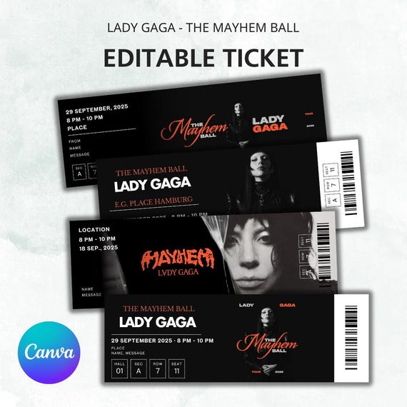Editable Lady Gaga Concert Ticket, Commemorative Surprise Gift