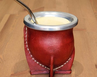 Argentine Mate, Patagonian Culture, Gaucho, Yerba Mate Gourd with Steel Bombilla, Mate with Bombilla, Wood Mate Cup, Gourd