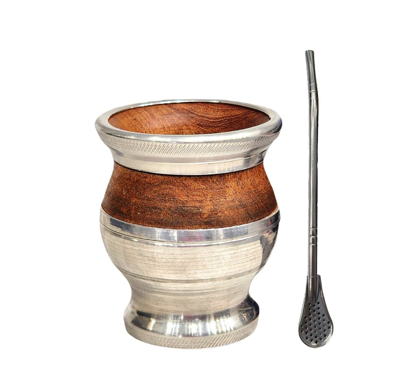 伝統的なアルゼンチンのマテ茶カップ、アルガロボの木材で手作りされ