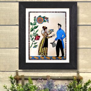Pennsylvania Folk Art Sweethearts Framed Print