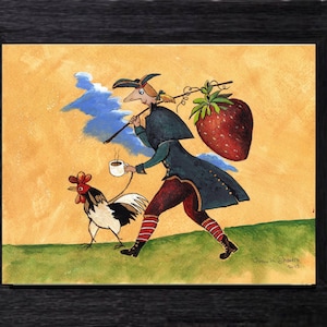 Whimsical Folk Art Framed Print, PeterOmpir Style