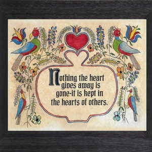 Peter Barnhart Fraktur, Shenandoah Valley, Framed Print