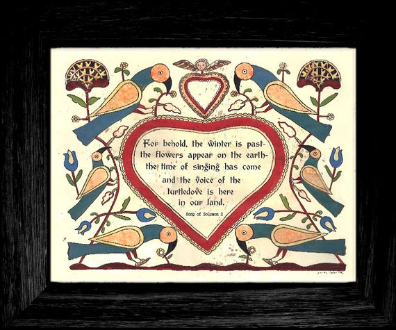 Pennsylvania German Fraktur Folk Art-winter is Past-framed Print