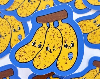 Banana ammaccata - Adesivo in vinile - Carino Kawaii resistente alle intemperie e impermeabile