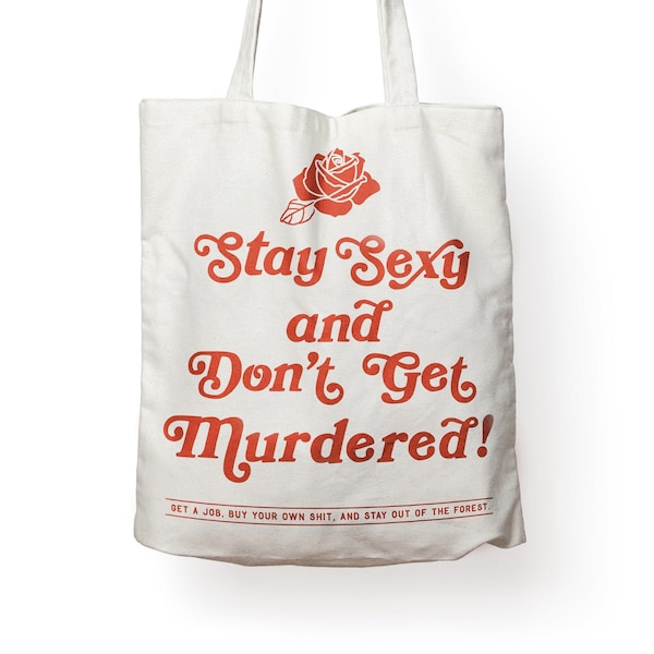 ssdgm stay sexy canvas tote bag my favorite murder mfm screen printed totebag