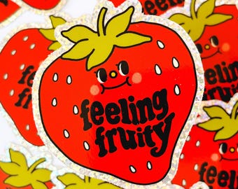 Adesivo glitterato "Feeling Fruity" - Decalcomania in vinile resistente alle intemperie per laptop, auto, diari