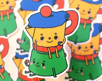 Moka Friends - Adesivo in vinile - Carino Kawaii resistente alle intemperie e impermeabile