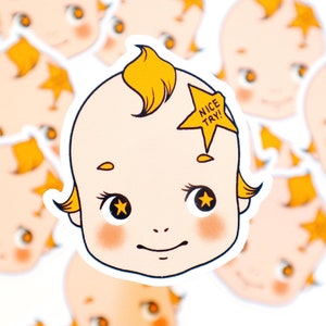 Nice Try Gold Star Kewpie - vinylsticker - schattige kawaii weerbestendige waterdichte pop Sonny