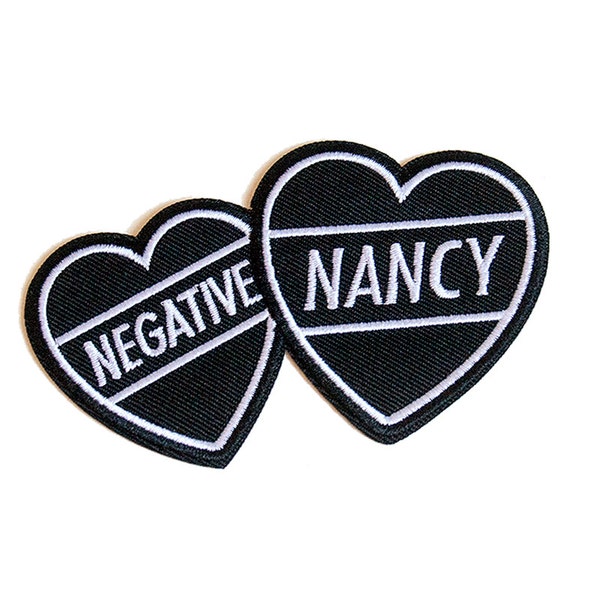 negative nancy hearts | Iron on embroidered patch