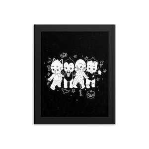 Kewpie Monster Mash - Art Print - Choose Your Size - 5x7 8x10 standard size - cute kawaii drawing werewolf dracula frankenstein creature