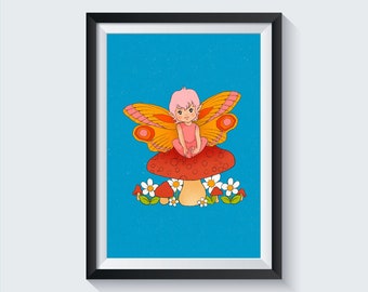 Mushroom Fairy - Art Print - Choose Your Size - 5x7 8x10 standard size - ready to frame