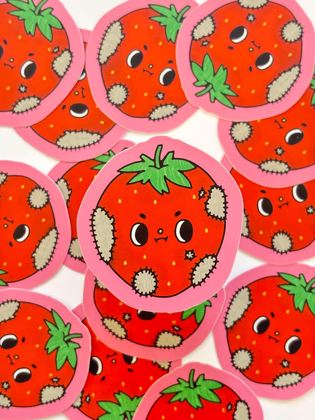 Rotten Strawberry - Vinyl Sticker - Cute Kawaii Weatherproof Waterproof ...