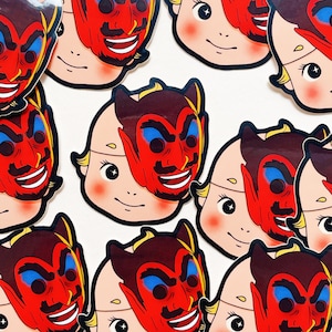 Pegatina de vinilo de criatura demonio - Horror clásico monstruo Satanás kawaii lindo brillante impermeable resistente a la intemperie