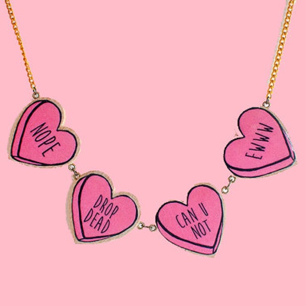 bitter sweet candy heart necklace | four colors to choose from