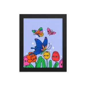 Butterfly Tulips Art Print Choose Your Size 5x7 8x10 standard size image 1