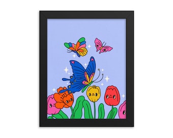 Butterfly Tulips - Art Print - Choose Your Size - 5x7 8x10 standard size