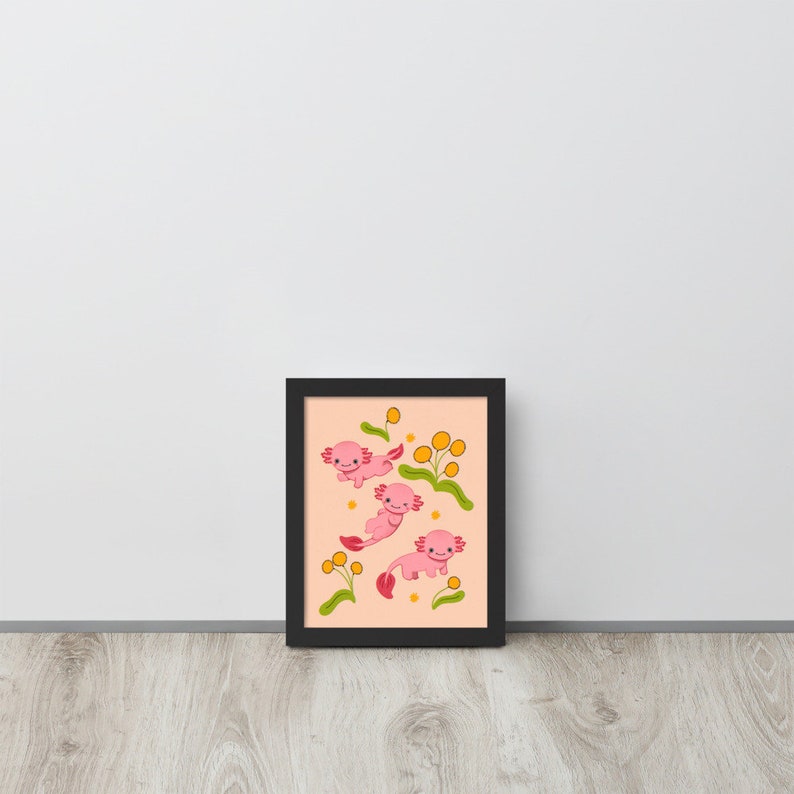 Axolotl Art Print Choose Your Size 5x7 8x10 standard size image 2