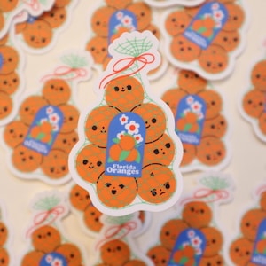 Autocollant en vinyle Oranges de Floride - Fruits mignons oranges, Kawaii, vert, imperméable et résistant aux intempéries