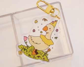 Silly Goose Acrylic Keychain - Laser Cut Plastic Gold Hardware Kawaii Cute Key Chain