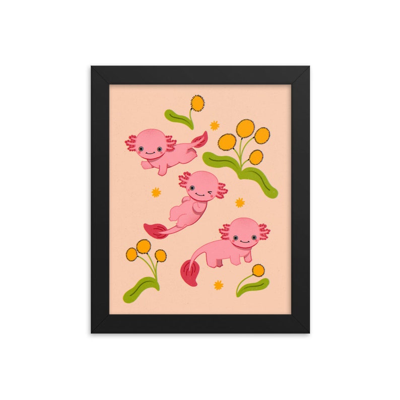 Axolotl Art Print Choose Your Size 5x7 8x10 standard size image 1