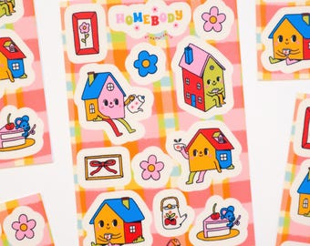 Adesivi per casalinghi - Foglio di adesivi in vinile - Simpatici Kawaii resistenti alle intemperie impermeabili per introversi casalinghi