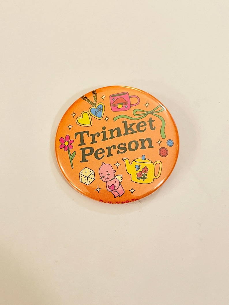 Trinket Person 2.25 inch pin back button / pocket mirror / magnet image 1
